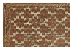 Girit Brown Geometric Wool Handmade Area Rug 5'5" x 8'6"