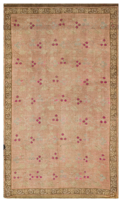 Girit Brown Geometric Wool Handmade Area Rug 5'8" x 9'7"