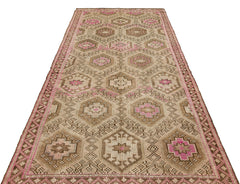 Girit Brown Geometric Wool Handmade Area Rug 5'1" x 10'4"