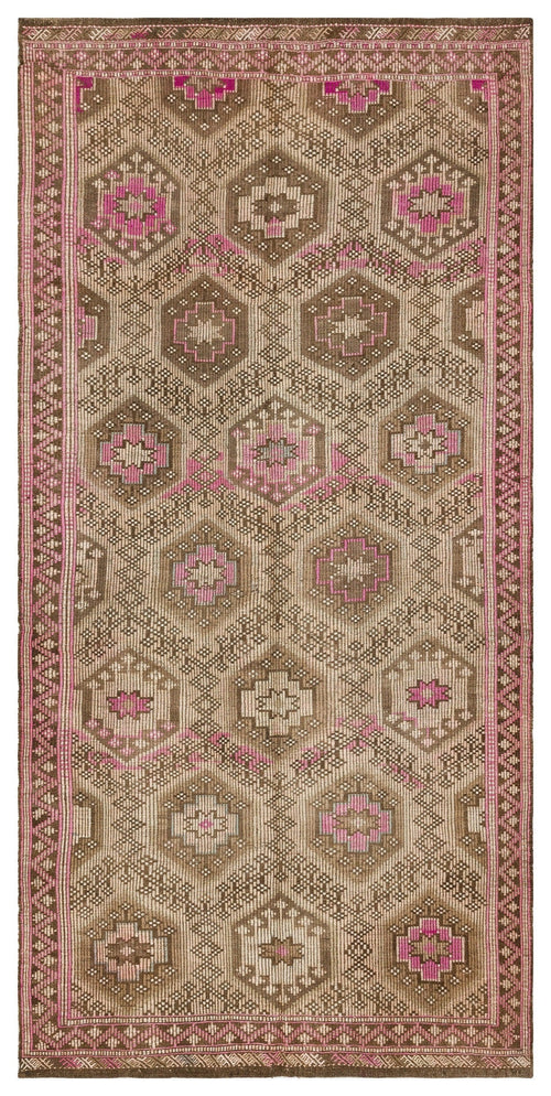 Girit Brown Geometric Wool Handmade Area Rug 5'1" x 10'4"