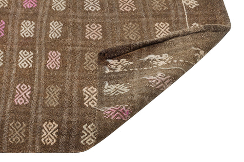 Girit Brown Geometric Wool Handmade Area Rug 5'0" x 8'11"