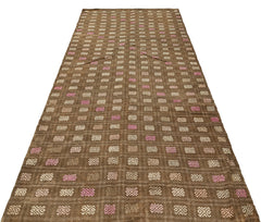 Girit Brown Geometric Wool Handmade Area Rug 5'0" x 8'11"