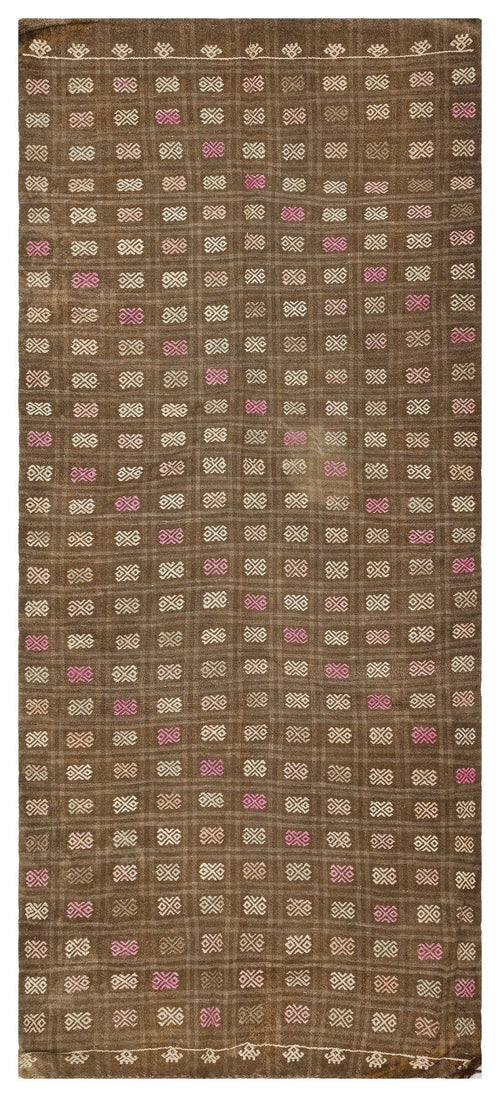 Girit Brown Geometric Wool Handmade Area Rug 5'0" x 8'11"