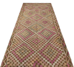 Girit Brown Geometric Wool Handmade Area Rug 5'1" x 8'11"