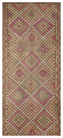 Girit Brown Geometric Wool Handmade Area Rug 5'1" x 8'11"