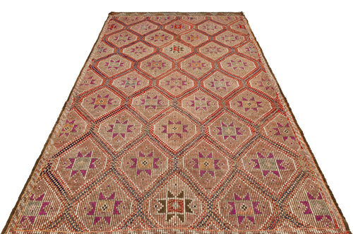 Girit Brown Geometric Wool Handmade Area Rug 5'10" x 9'7"