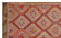 Girit Brown Geometric Wool Handmade Area Rug 5'10" x 9'7"