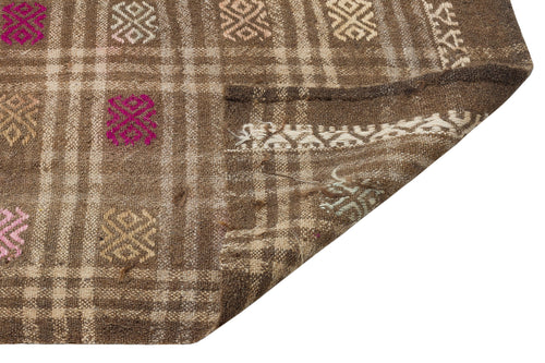 Girit Brown Geometric Wool Handmade Area Rug 5'10" x 8'0"