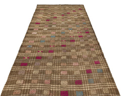 Girit Brown Geometric Wool Handmade Area Rug 5'10" x 8'0"
