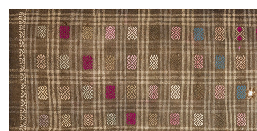 Girit Brown Geometric Wool Handmade Area Rug 5'10" x 8'0"