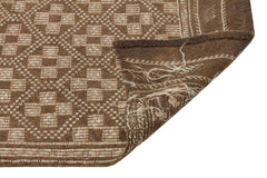 Girit Brown Geometric Wool Handmade Area Rug 4'3" x 13'1"