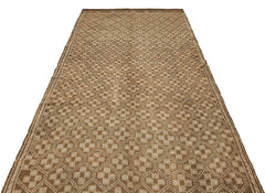 Girit Brown Geometric Wool Handmade Area Rug 4'3" x 13'1"