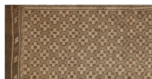 Girit Brown Geometric Wool Handmade Area Rug 4'3" x 13'1"