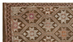 Girit Brown Geometric Wool Handmade Area Rug 5'3" x 9'4"