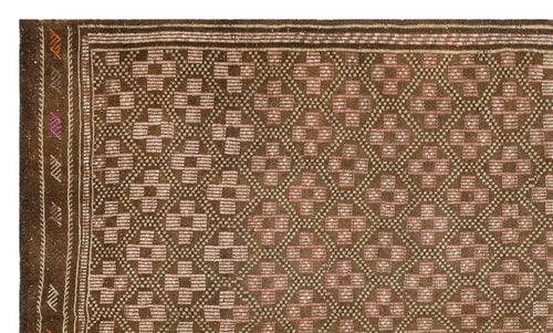 Girit Brown Geometric Wool Handmade Area Rug 5'6" x 9'6"