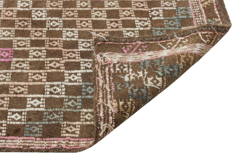 Girit Brown Geometric Wool Handmade Area Rug 5'3" x 9'1"
