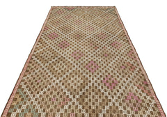 Girit Brown Geometric Wool Handmade Area Rug 5'3" x 9'1"