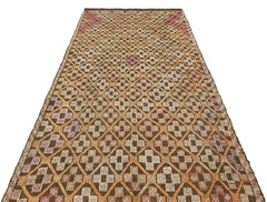 Girit Brown Geometric Wool Handmade Area Rug 5'1" x 9'0"