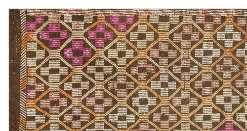 Girit Brown Geometric Wool Handmade Area Rug 5'1" x 9'0"