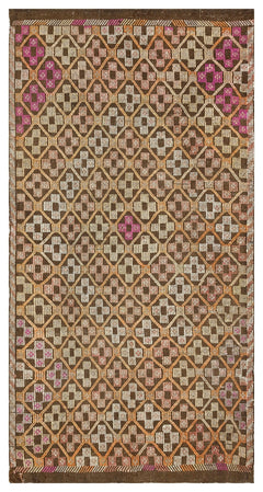 Girit Brown Geometric Wool Handmade Area Rug 5'1" x 9'0"