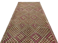 Girit Brown Geometric Wool Handmade Area Rug 5'0" x 10'7"