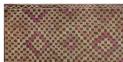 Girit Brown Geometric Wool Handmade Area Rug 5'0" x 10'7"