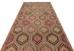 Girit Brown Geometric Wool Handmade Area Rug 6'4" x 8'10"