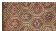 Girit Brown Geometric Wool Handmade Area Rug 6'4" x 8'10"