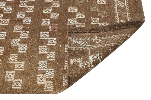 Girit Brown Geometric Wool Handmade Area Rug 5'6" x 7'11"