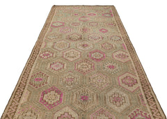 Girit Brown Geometric Wool Handmade Area Rug 5'5" x 10'10"