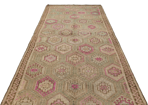 Girit Brown Geometric Wool Handmade Area Rug 5'5" x 10'10"