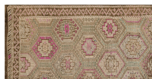 Girit Brown Geometric Wool Handmade Area Rug 5'5" x 10'10"