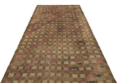 Girit Brown Geometric Wool Handmade Area Rug 5'4" x 9'10"