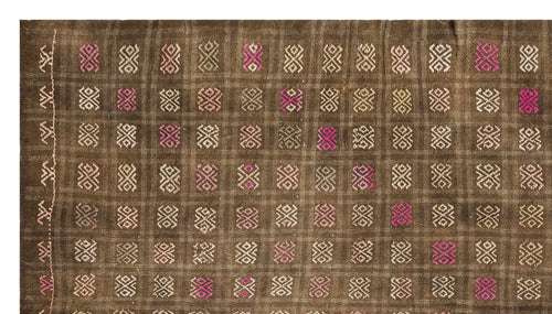 Girit Brown Geometric Wool Handmade Area Rug 5'4" x 9'10"