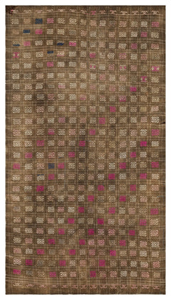 Girit Brown Geometric Wool Handmade Area Rug 5'4" x 9'10"