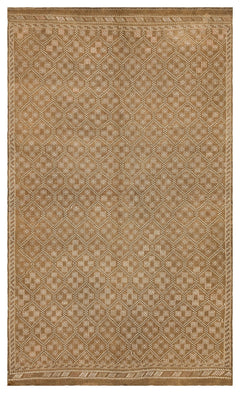 Girit Brown Geometric Wool Handmade Area Rug 5'5" x 9'1"