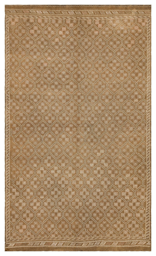 Girit Brown Geometric Wool Handmade Area Rug 5'5" x 9'1"