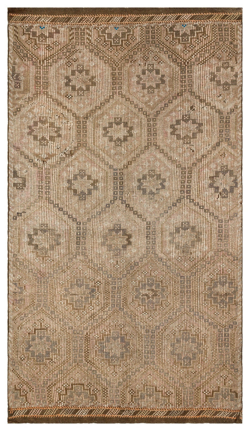Girit Brown Geometric Wool Handmade Area Rug 5'7" x 9'7"