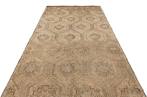 Girit Brown Geometric Wool Handmade Area Rug 5'7" x 9'7"