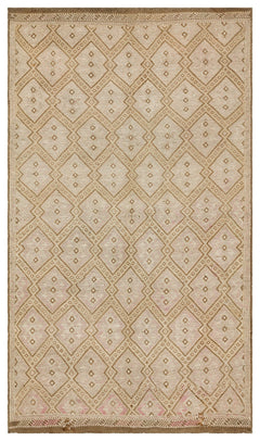 Girit Brown Geometric Wool Handmade Area Rug 5'7" x 9'9"