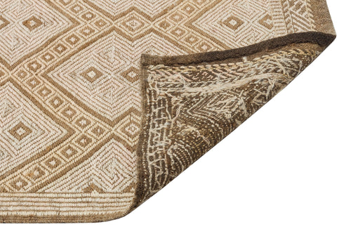 Girit Brown Geometric Wool Handmade Area Rug 5'7" x 9'9"