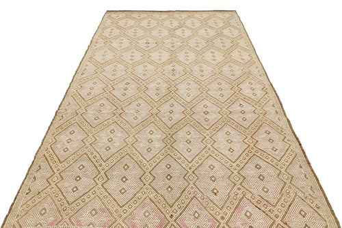 Girit Brown Geometric Wool Handmade Area Rug 5'7" x 9'9"