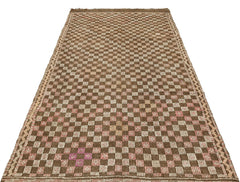 Girit Brown Geometric Wool Handmade Area Rug 4'7" x 9'7"