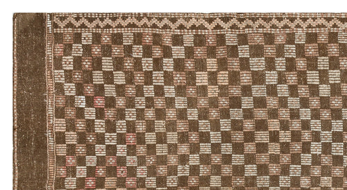 Girit Brown Geometric Wool Handmade Area Rug 4'7" x 9'7"