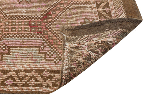 Girit Brown Geometric Wool Handmade Area Rug 6'1" x 9'2"