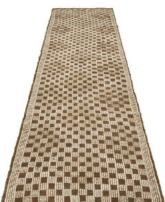 Girit Brown Geometric Wool Handmade Area Rug 3'1" x 10'6"