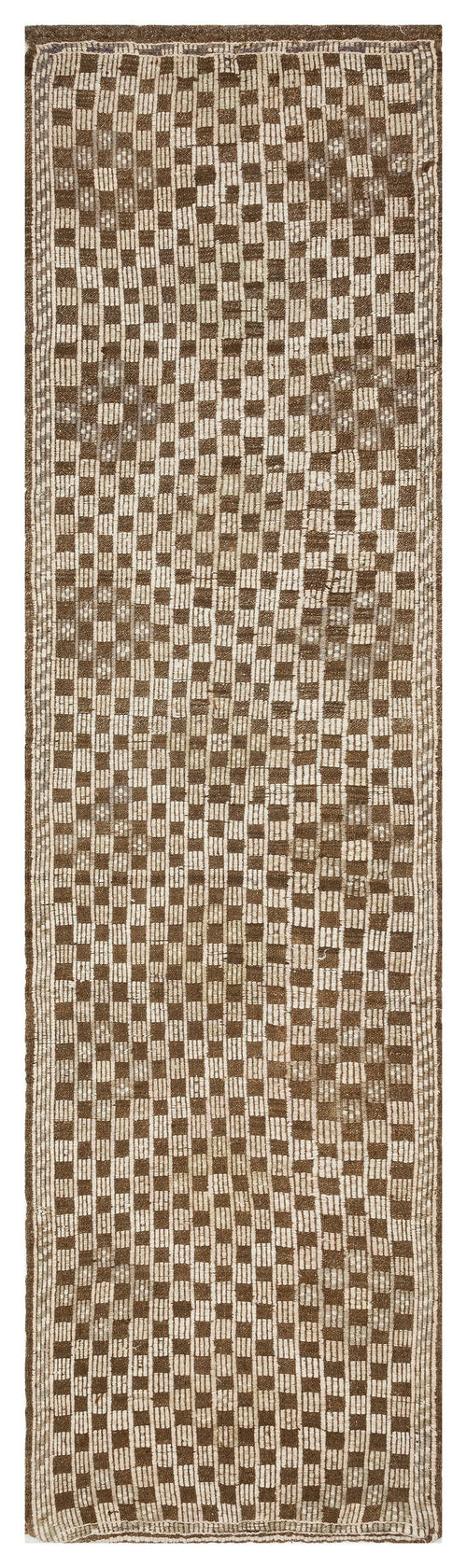 Girit Brown Geometric Wool Handmade Area Rug 3'1" x 10'6"