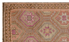 Girit Brown Geometric Wool Handmade Area Rug 4'10" x 11'2"