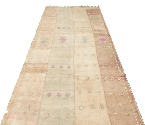 Girit Beige Geometric Wool Handmade Area Rug 4'5" x 9'8"