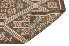 Girit Brown Geometric Wool Handmade Area Rug 4'9" x 8'4"